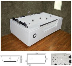 Lancer Deluxe Whirlpool Bath Tub with Deck Filler & Hand Shower – 6 x 3.5 ft